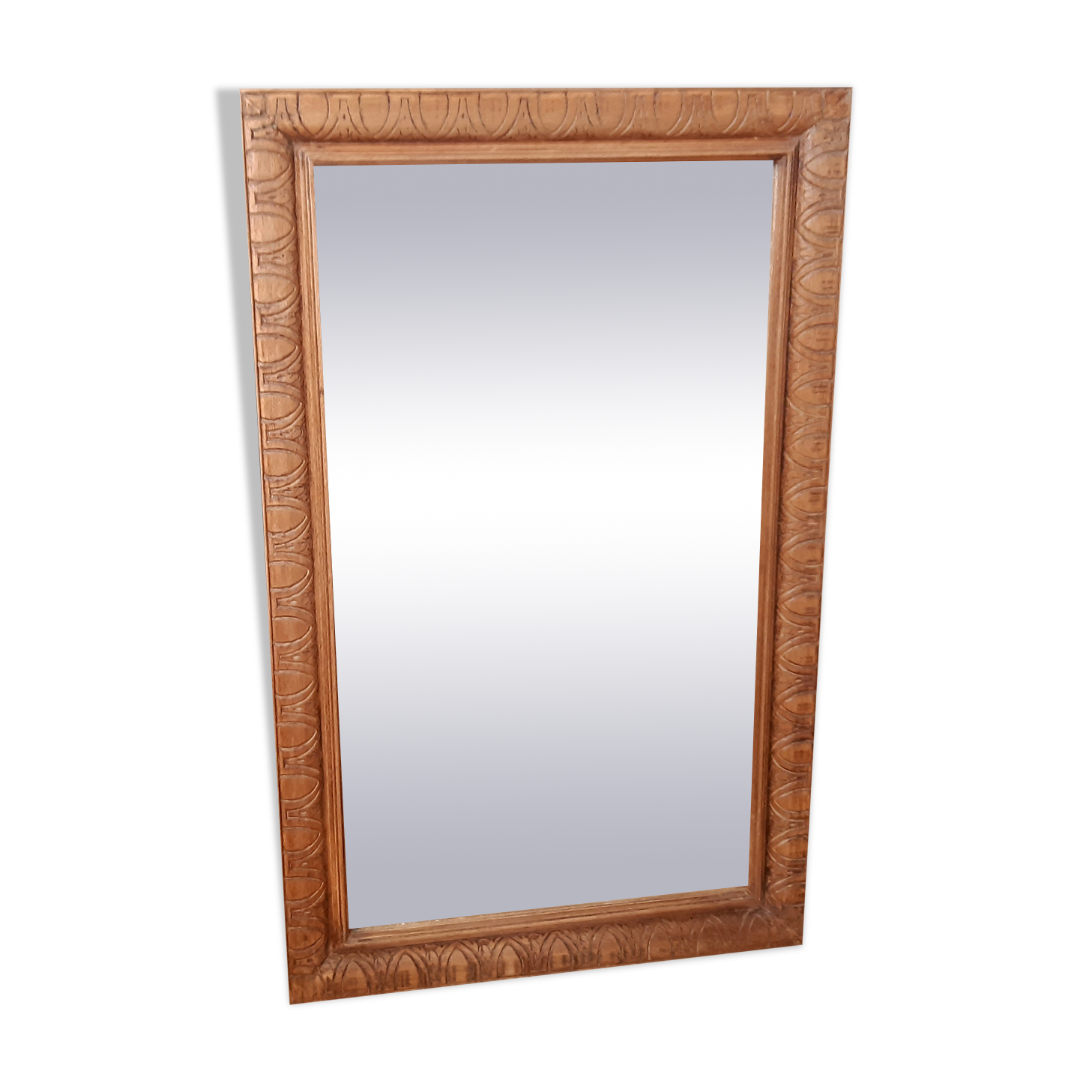 Long rectangular natural wood mirror 30x47cm