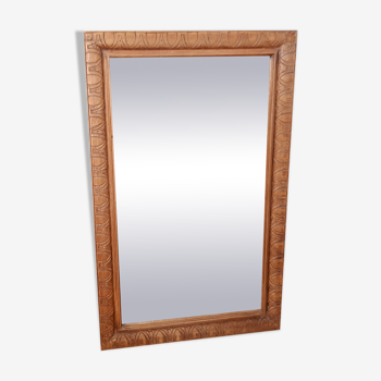 Long rectangular natural wood mirror 30x47cm