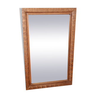 Long rectangular natural wood mirror 30x47cm