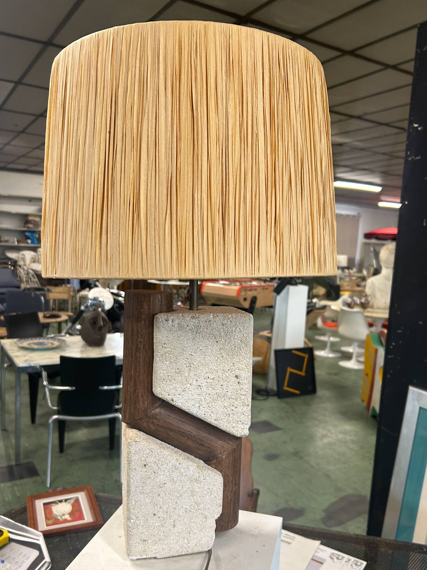 Albert Tormos lamp stone and wood 60-70