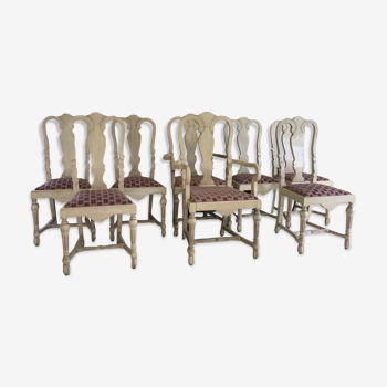 Set of 6 chairs and 2 armchairs Claude Mahey