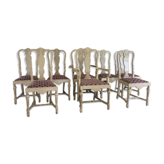 Set of 6 chairs and 2 armchairs Claude Mahey