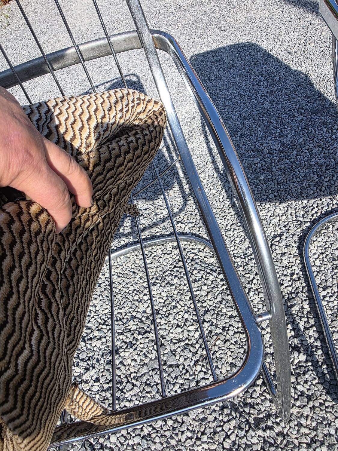 4 chaises Cidue en métal chromé, années 70