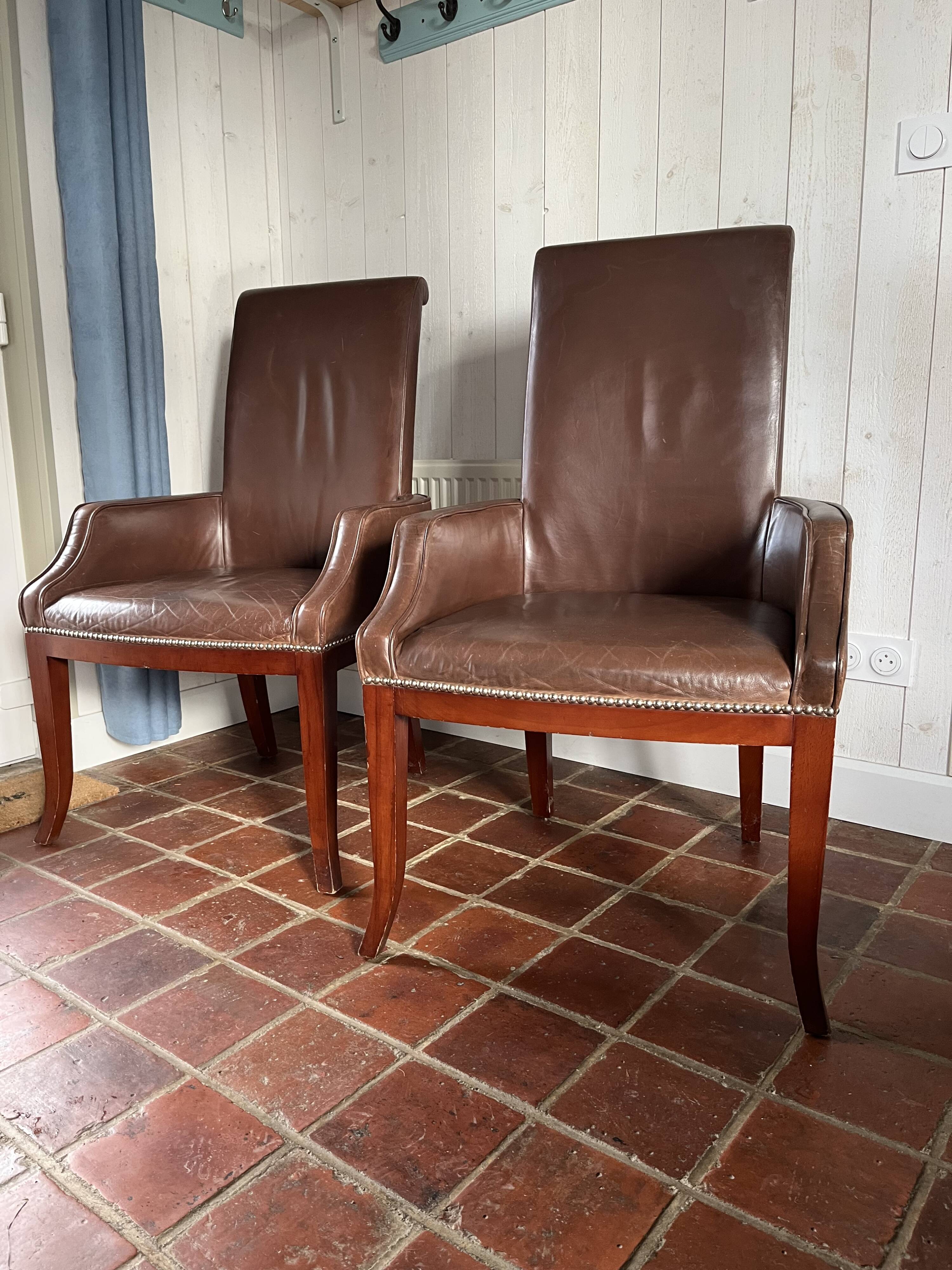 Leather library chairs