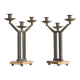 Art Deco pair of candle holders in wrought iron and stone