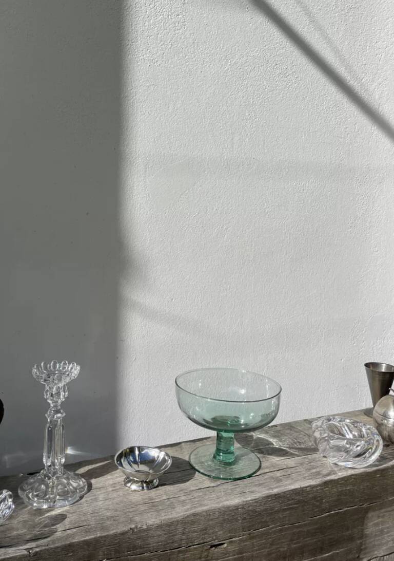 Murano blown glass fruit bowl / footed dish