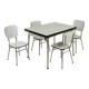 Ensemble Table et 4 chaises Formica Blanc et zébrures grises ou brunes