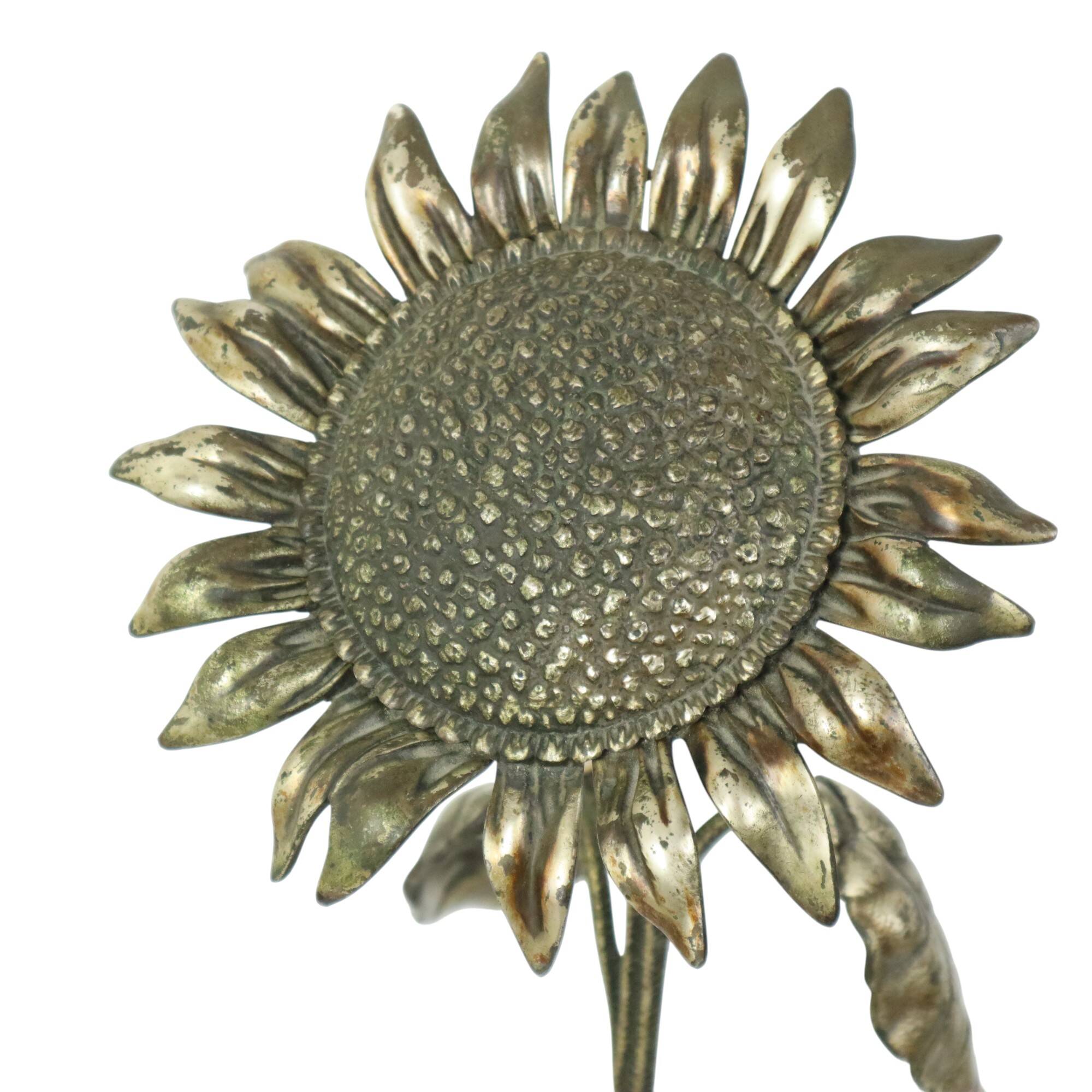 Grand cendrier tournesol en bronze argenté S. Agudo 62 cm
