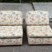 2 modular vintage bench armchairs with floral pattern – Cottage Style