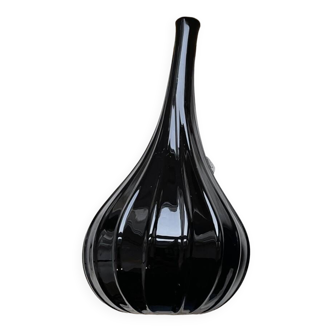 Salviati 2007 Glossy Black Signed Drop Vase 17 cm