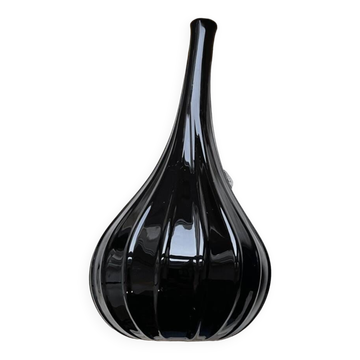 Salviati 2007 Glossy Black Signed Drop Vase 17 cm