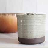 Glazed stoneware vase signed – Art ceramic flower holder