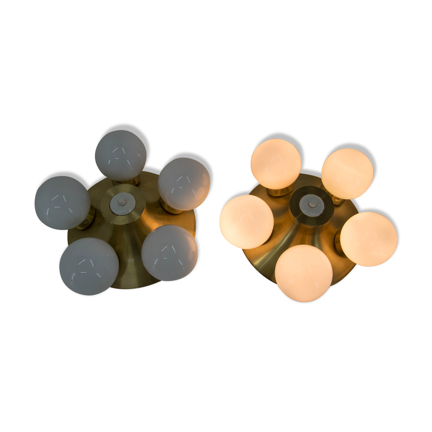 Mid-Century Flushmount or Wall Light by Elektroinstala Decin, 1970s, Set of Two