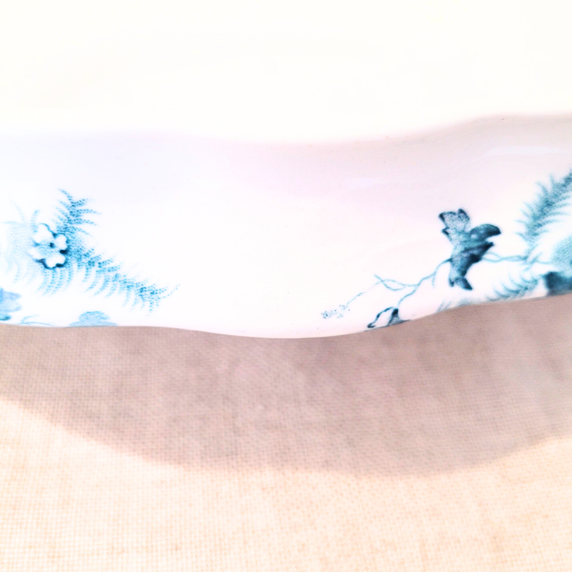 Small English semi-China green porcelain dish, SW Dean Avon pattern