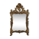 Miroir ancien en bois stuqué et doré style rocaille France 50x86cm