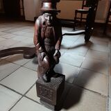 Breton dining room table with 2 extensions and 6 chairs with carved Breton characters