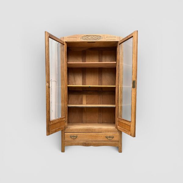 Armoire parisienne vitres biseautées chêne blond art déco 1930