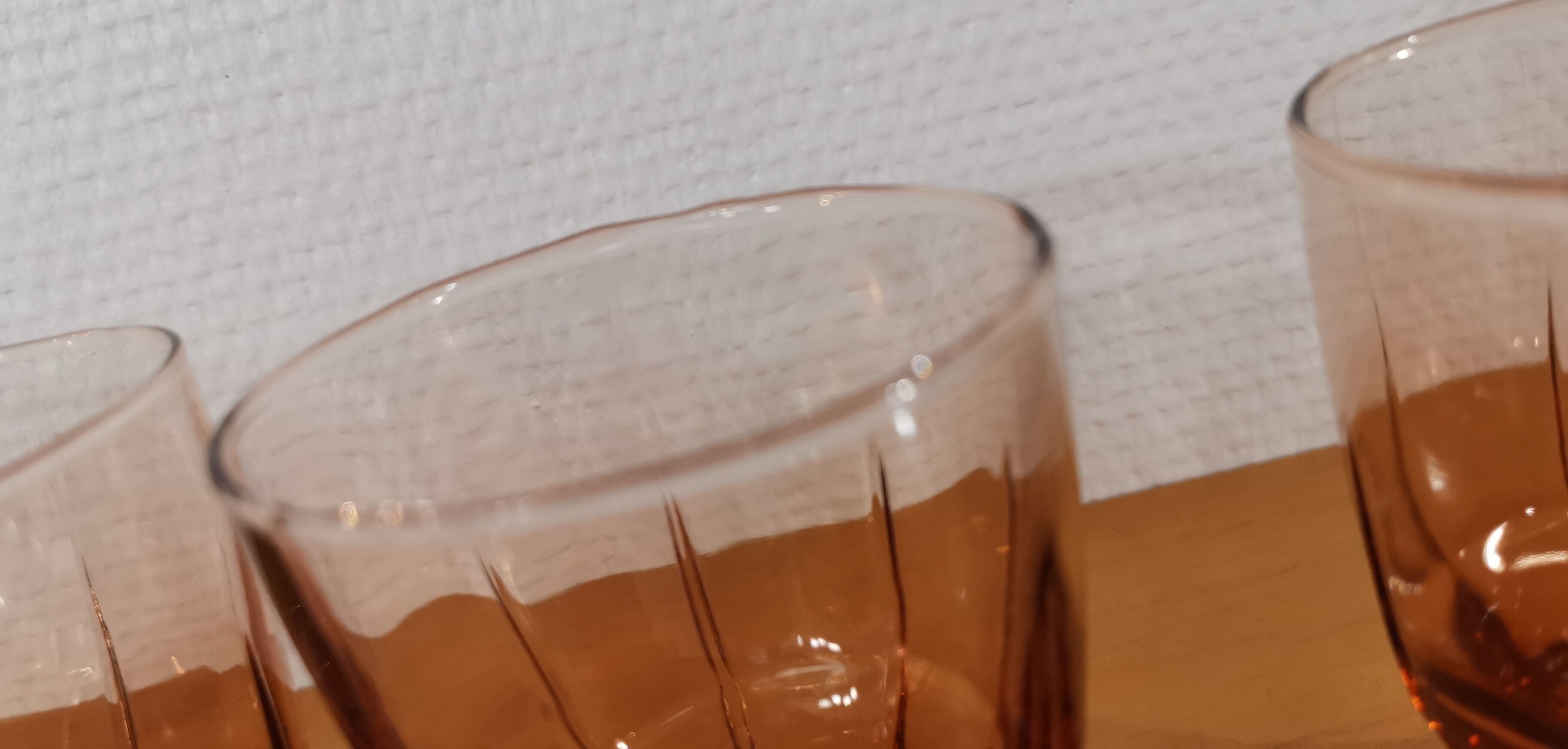 Set of 4 water glasses from the 30s smoked pink