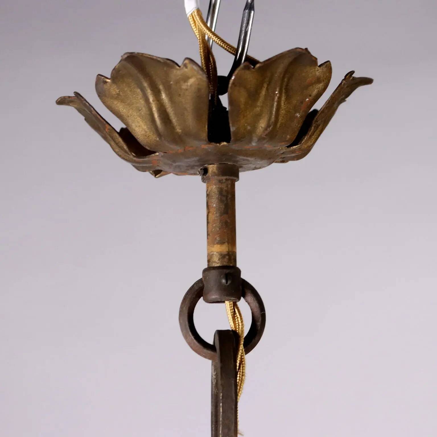 Antique 6-light wrought iron chandelier, Italy, 19th century