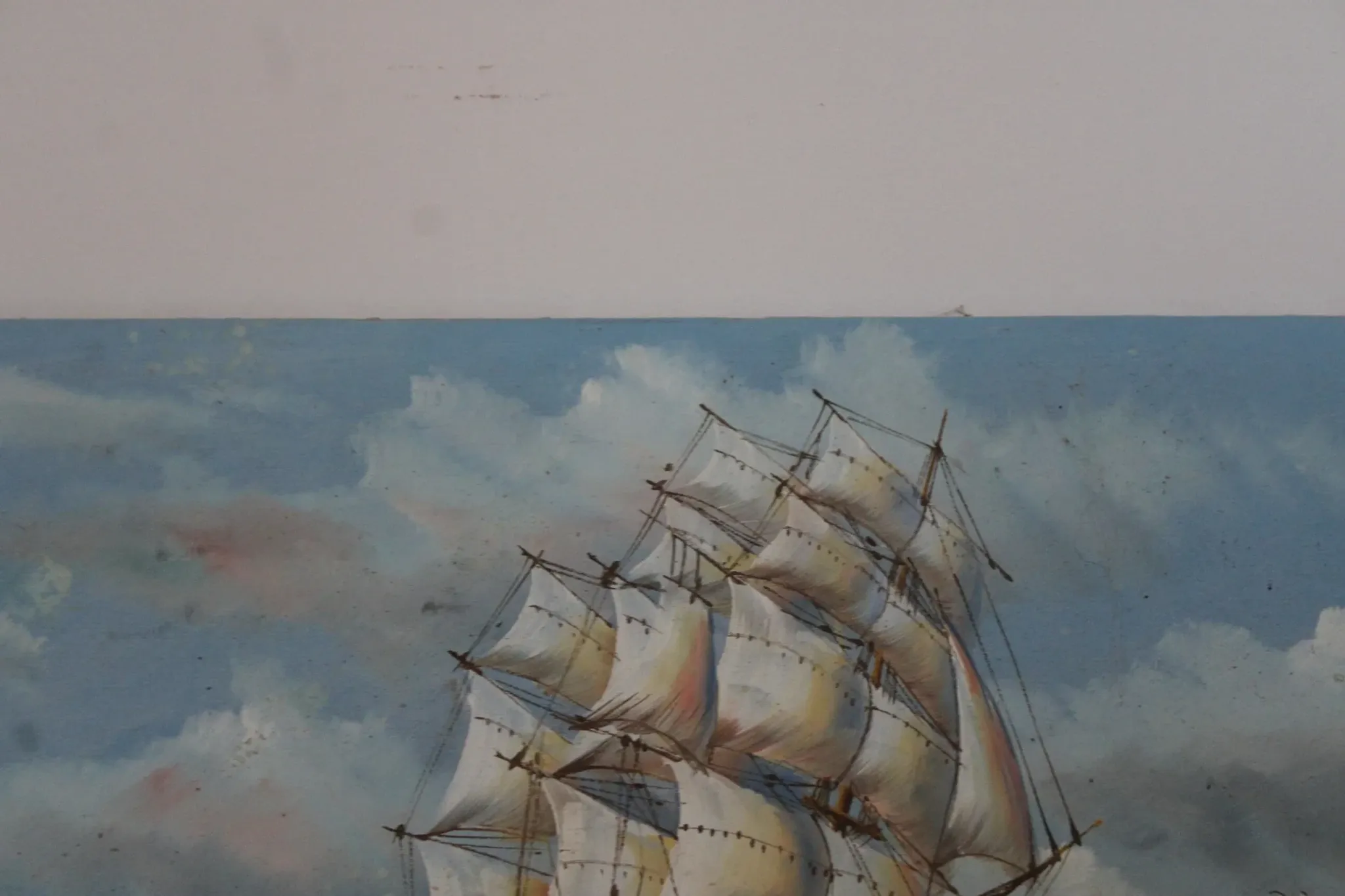 Marine painting on canvas signed "Sartini" – Large sailing ship at sea – 40 × 30 cm