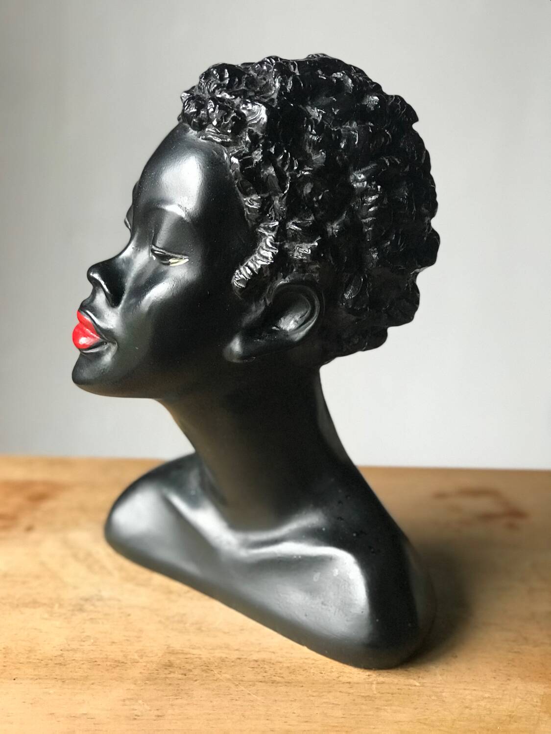 Plaster bust of a black woman 1950s Gino Manca