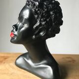 Buste plâtre femme noire 1950s Gino Manca