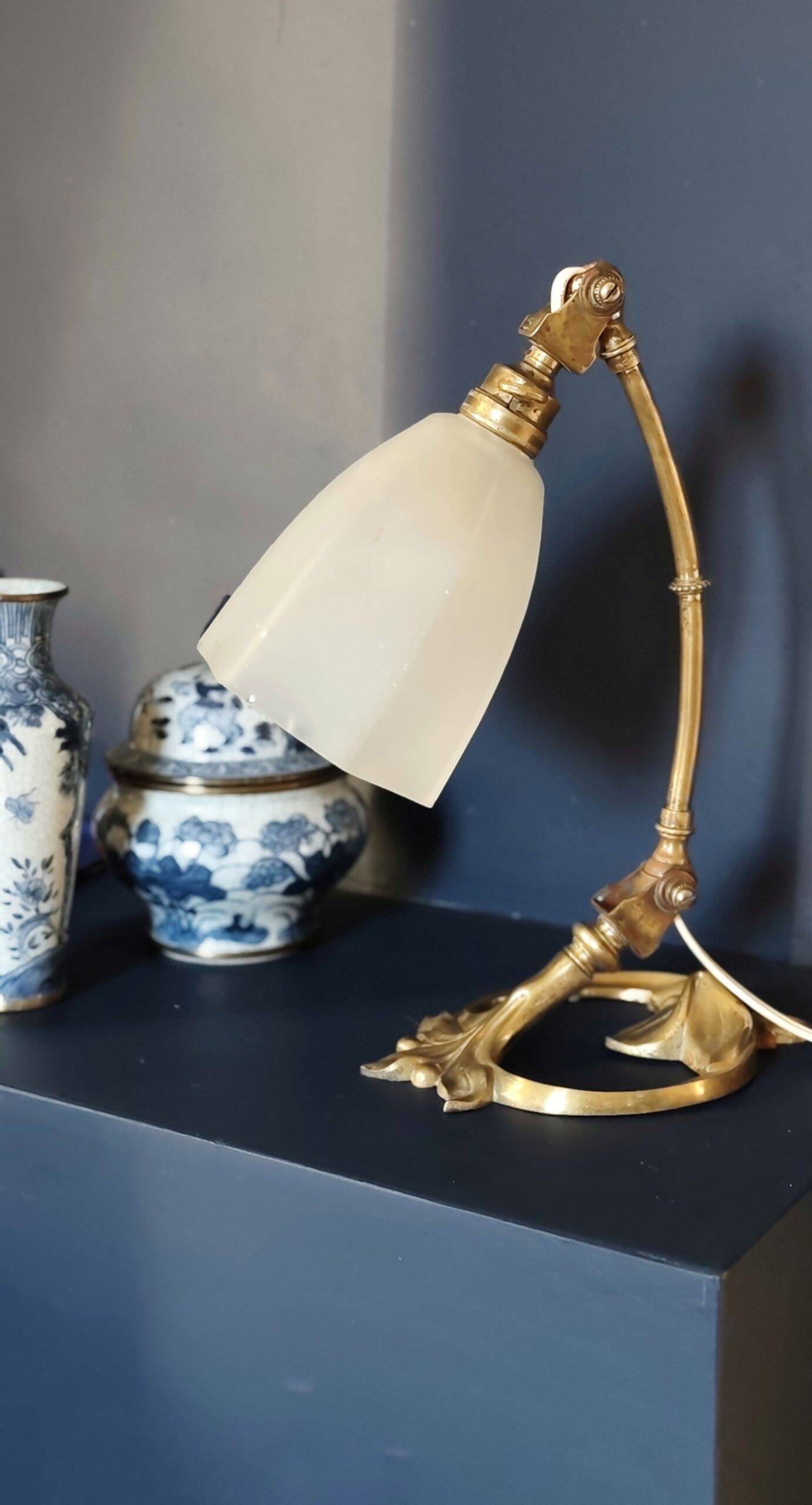 Art Nouveau table lamp + Art Deco globe