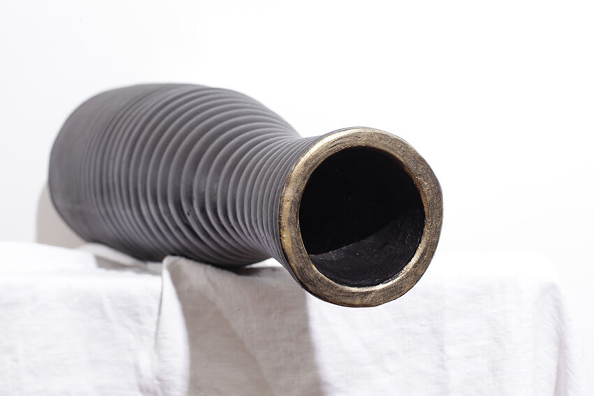 Large vase in brown and gold earth