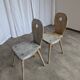 Set of 2 Rustic Primitive Wooden Chairs / Weathered Farmhouse Dining Chairs