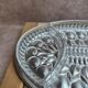 Vintage silver-plated metal tray with a segmented glass aperitif dish.