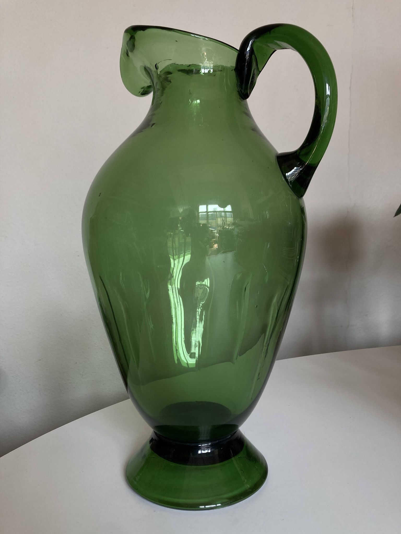 XXL glass vase pitcher from Empoli, blown, H40cm
