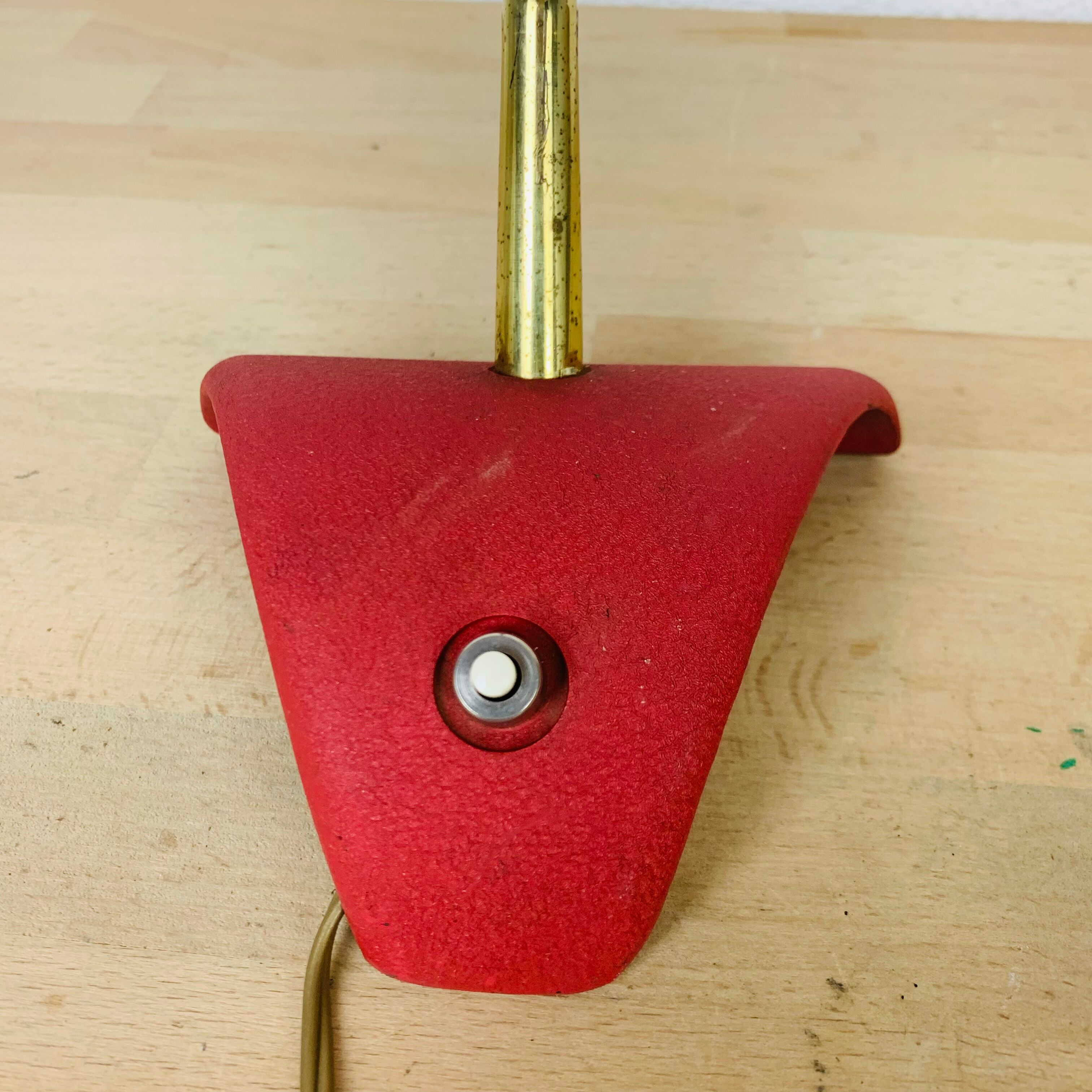 Pair of metal and brass lamps 50s Jean Boris Lacroix