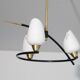 Vintage chandelier arlus in metal, opaline and brass 1950