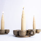 Set of 3 signed iron candle holders, or snail plates