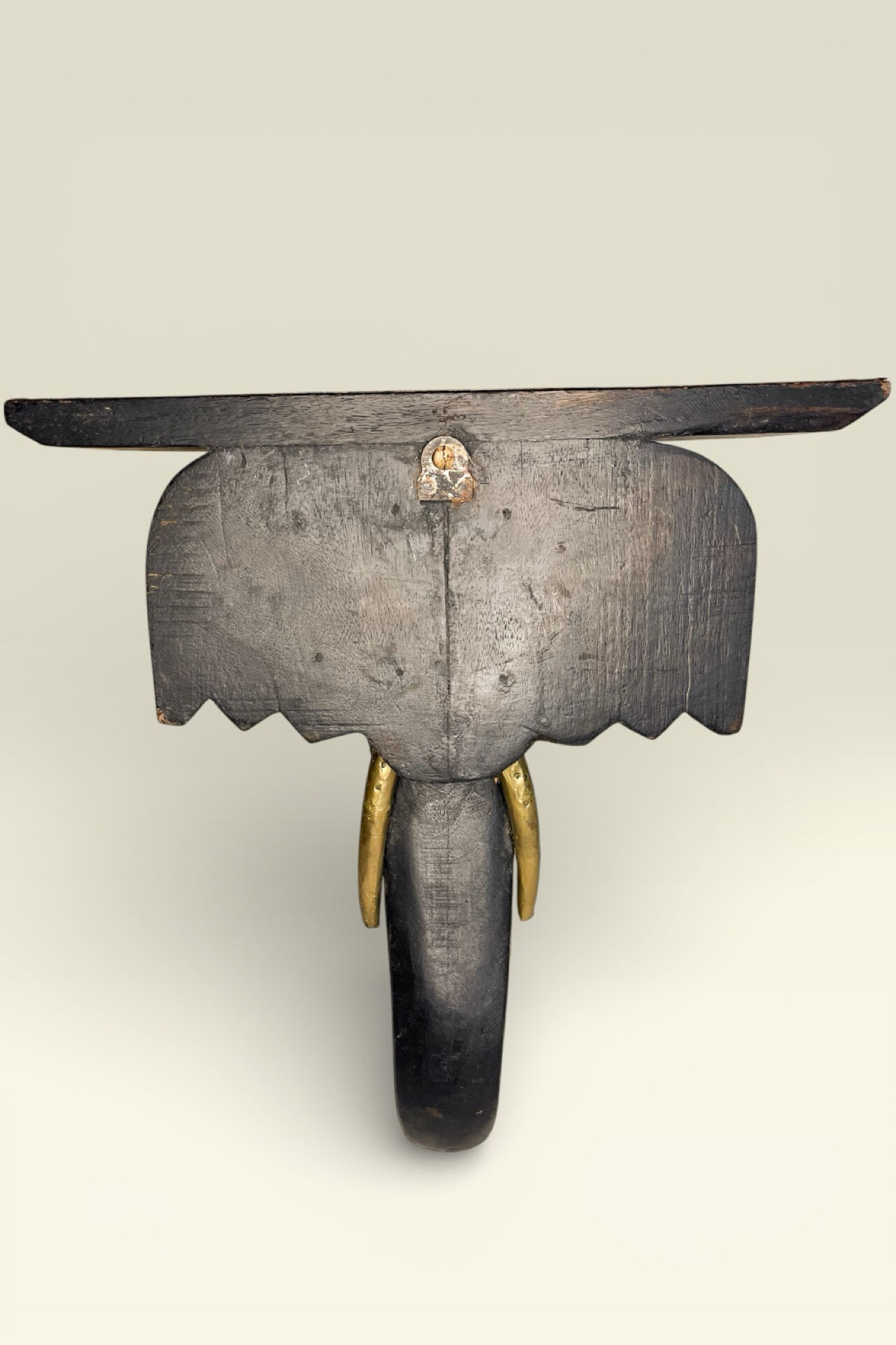Elephant Head Shelf Hand-Carved & Brass – Indian Folk Art