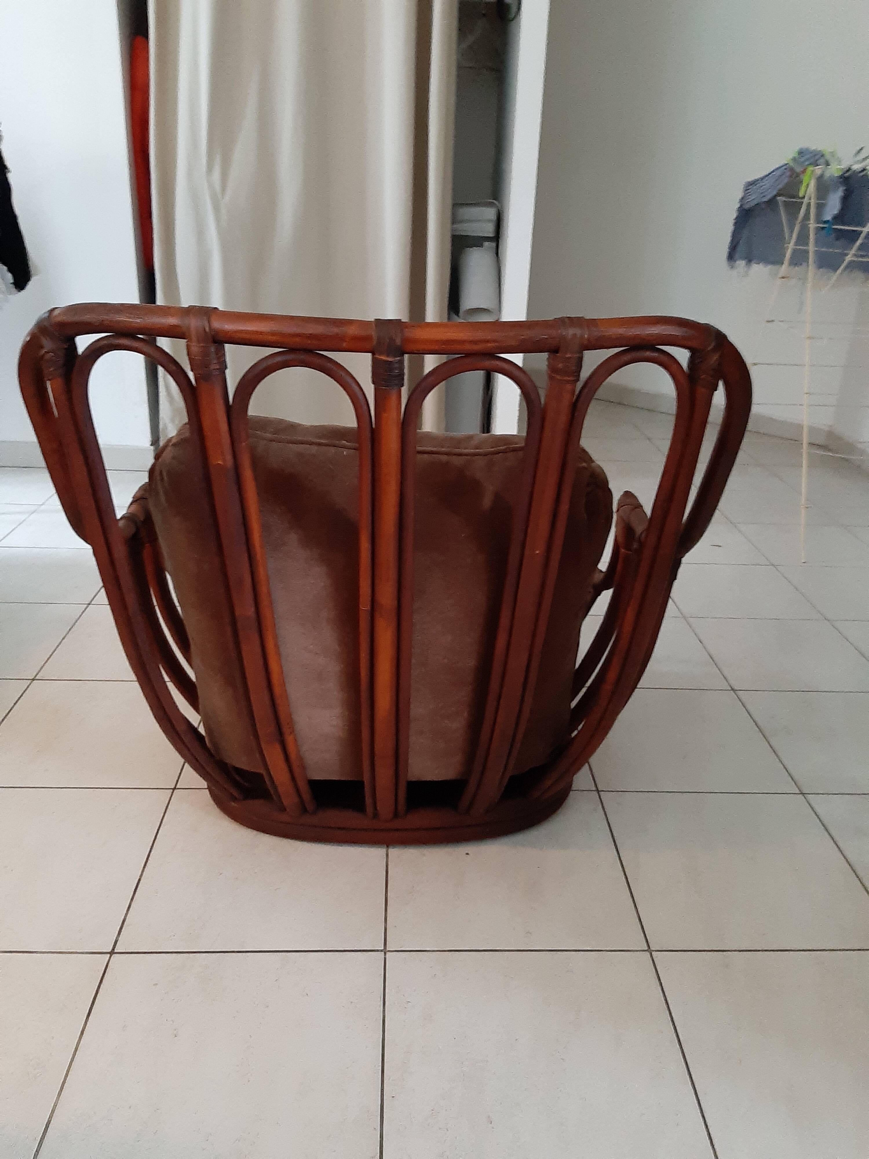 Rattan armchair from the 60s by Maugrion, Basset model