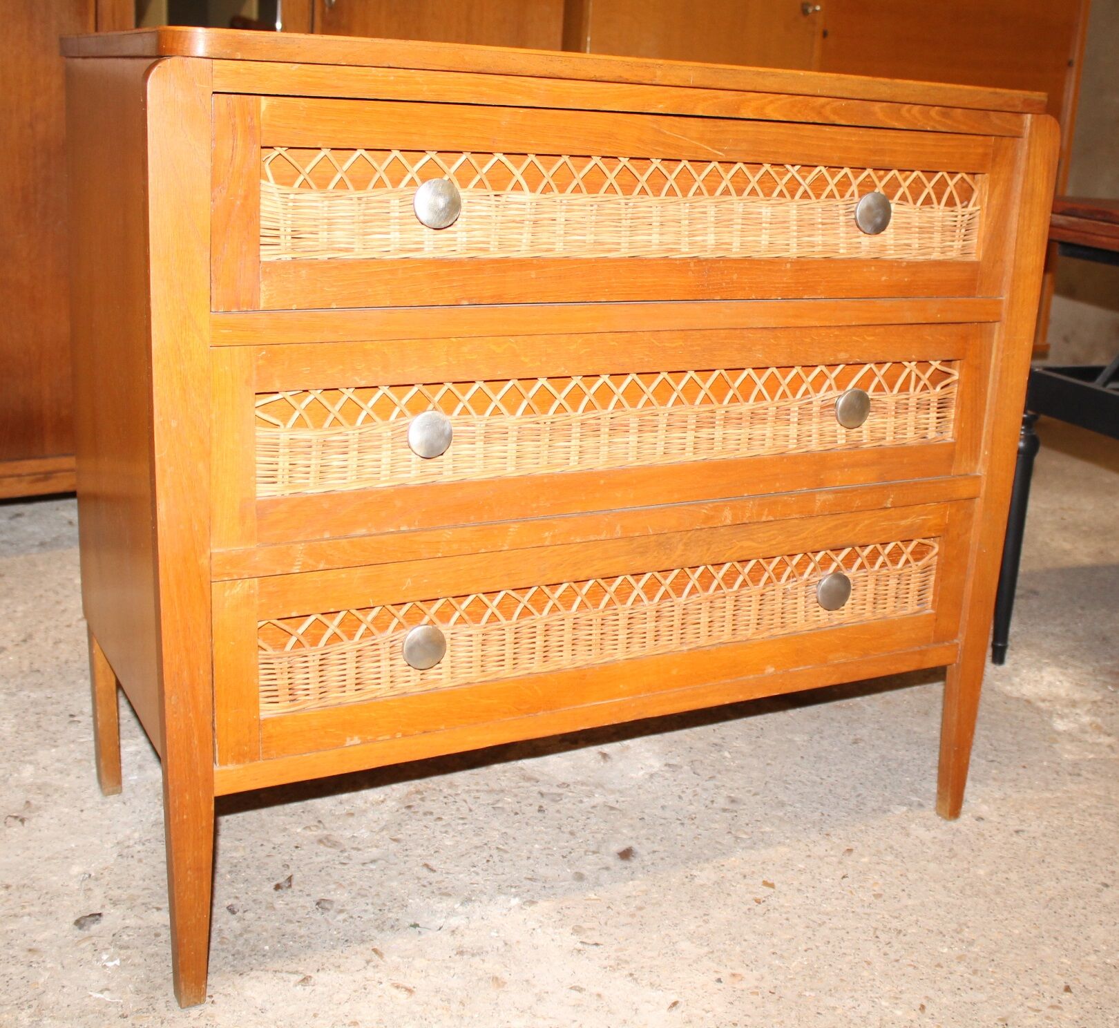Vintage wicker chest of drawers