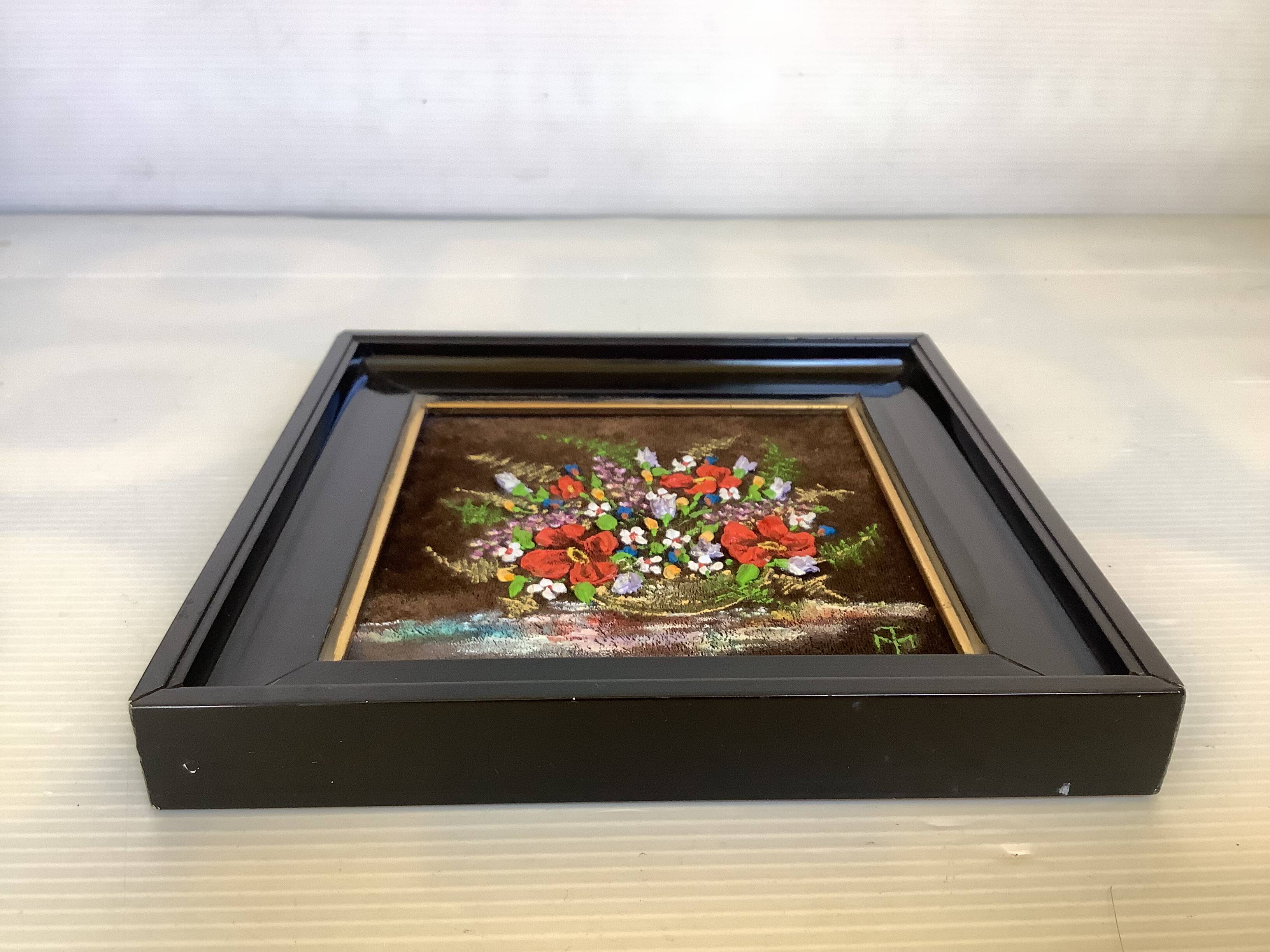 Small painting of a bouquet of flowers signed