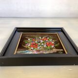 Small painting of a bouquet of flowers signed