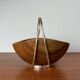 Mid-Century Modern Teak and Silver Plated Metal Bowl from Grasoli, Italy, 1960s