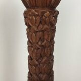 Carved wooden lamp base