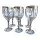 Set of 6 vintage red wine glasses with scrolled drinking rim and gold rim