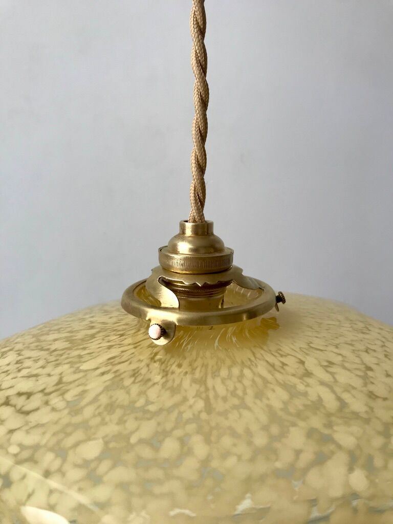 Yellow Clichy glass pendant lamp 20s