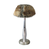 Lampe en métal chromé avec abat jour à poils