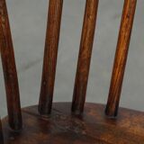 Chaise de salle à manger Windsor à dossier haut, ancienne et patinée