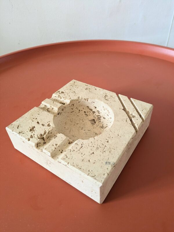 Cendrier en travertin vintage de Cerri Nestor années 70