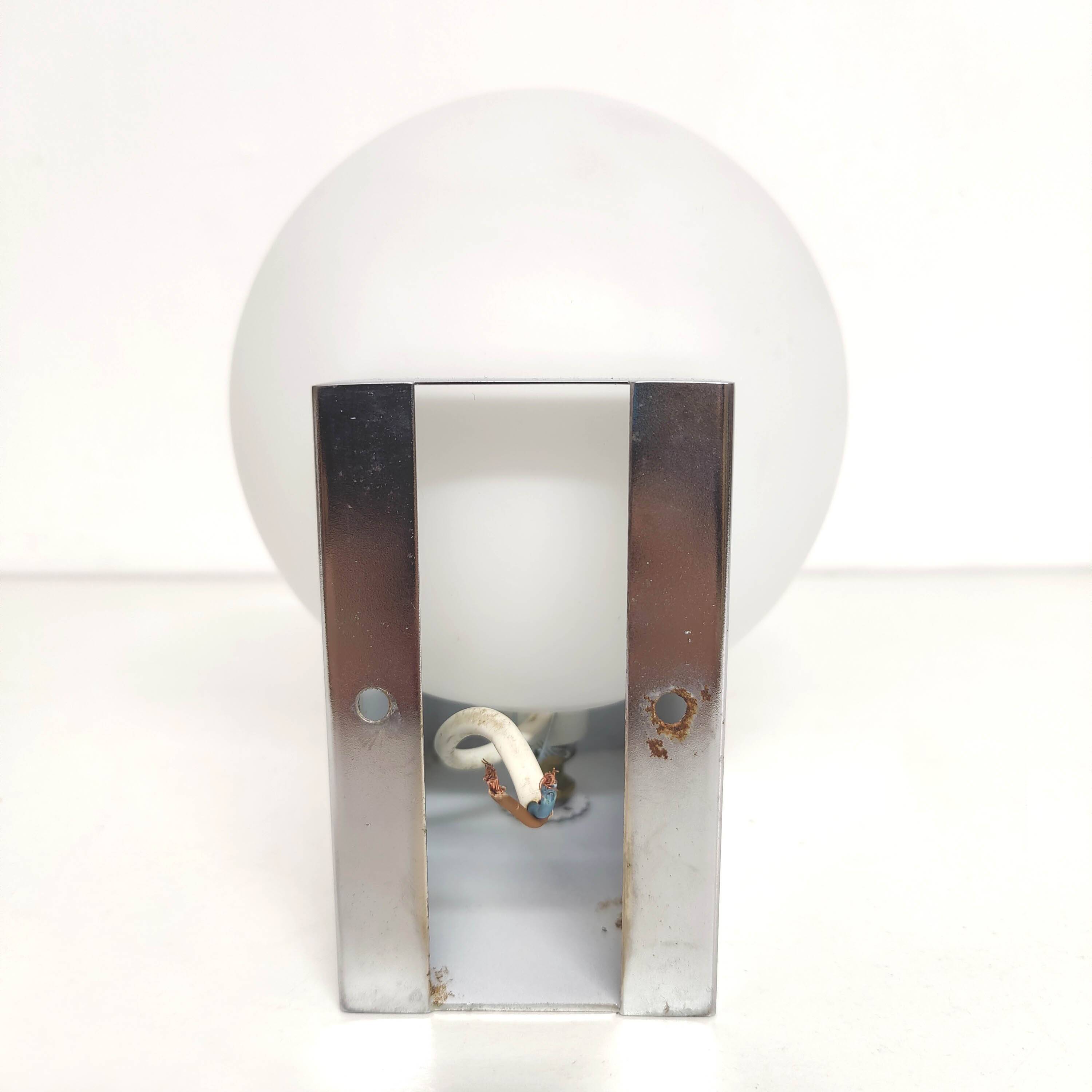 Opaline ball globe wall light on chrome metal base