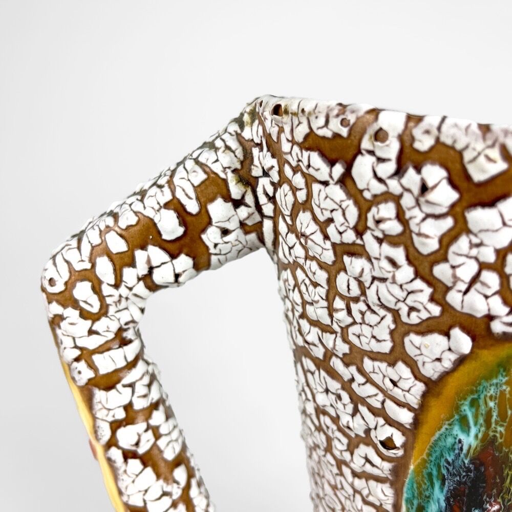 Pair of ceramic vases cracked and flamed Vallauris 70s