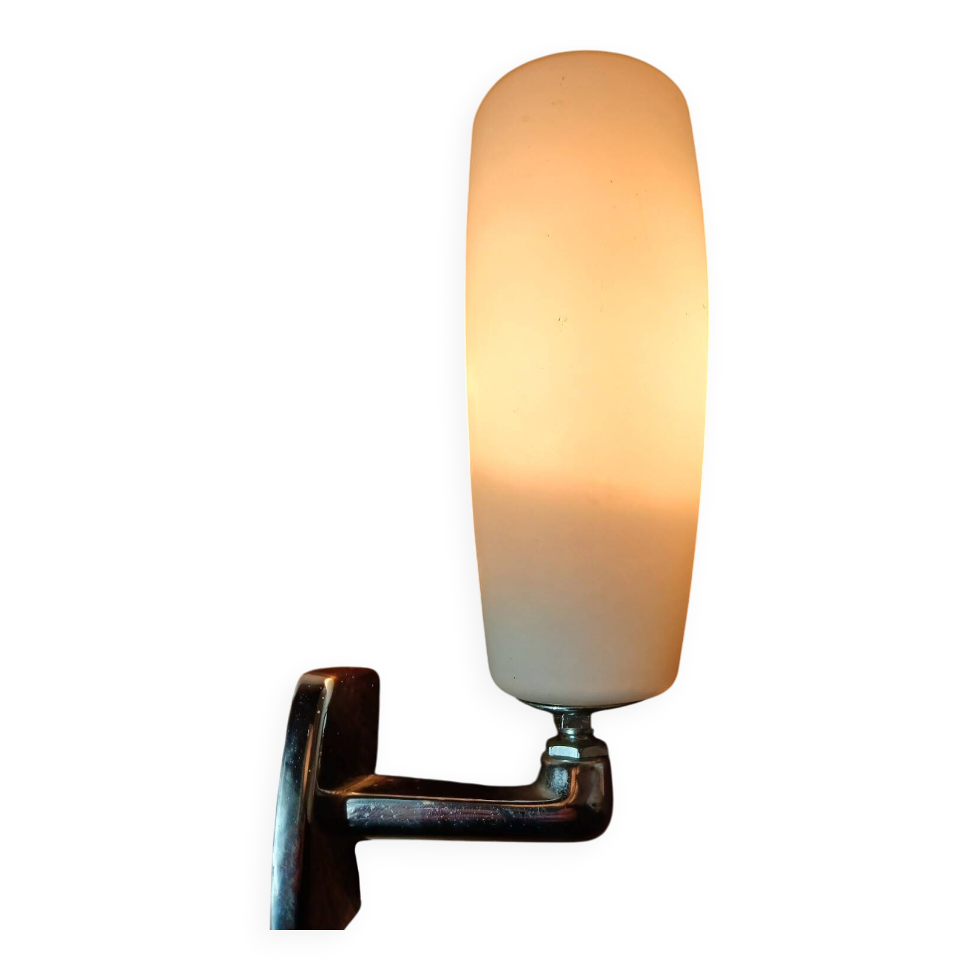 Adjustable wall light in opal glass and chrome-plated metal, Italy, ve