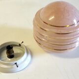 Plafonnier ou lampe à poser abat-jour opaline rose et support porcelaine– années 50